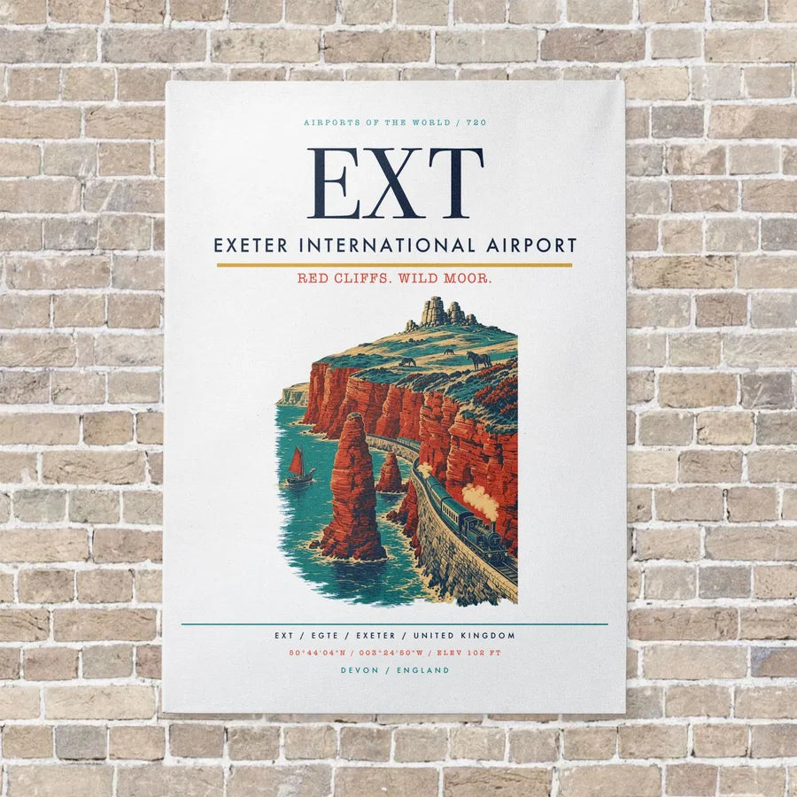 Exeter International Airport EXT vertical canvas print - no frame - white background