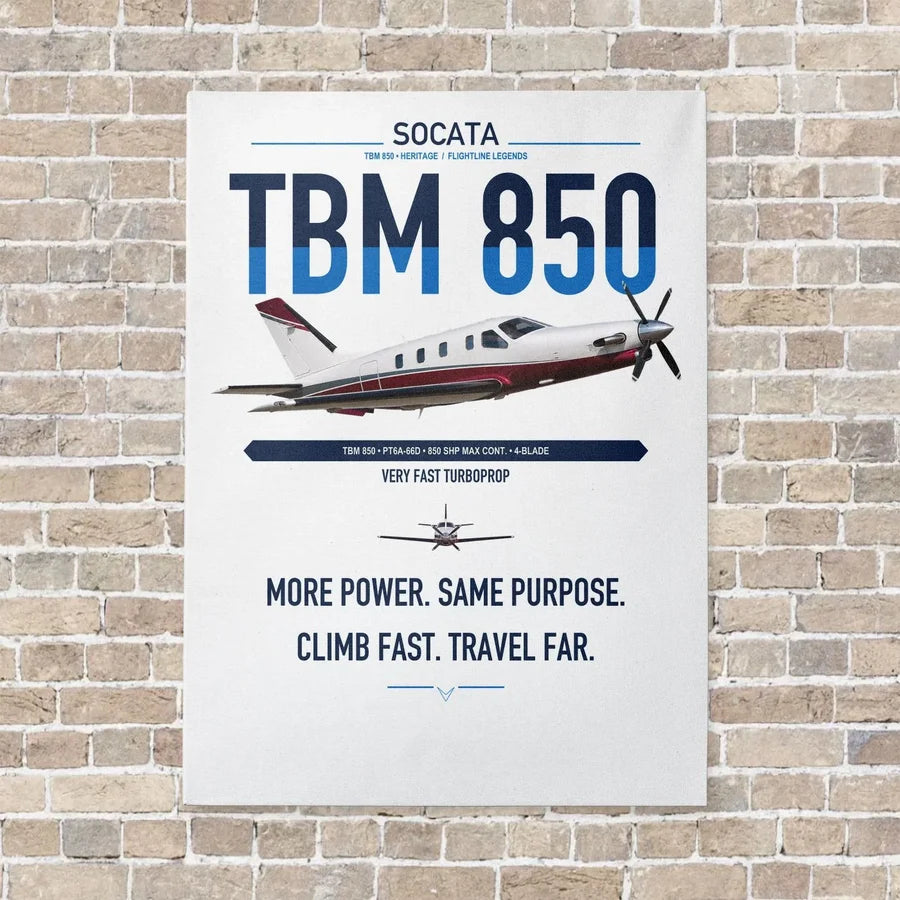 Socata TBM 850 vertical canvas print - no frame - white background