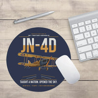 Thumbnail for Curtiss JN-4D Jenny design on navy blue round mouse pad