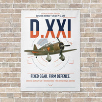 Thumbnail for Fokker D.XXI — Dutch LVA aircraft 221 vertical canvas print - no frame - white background