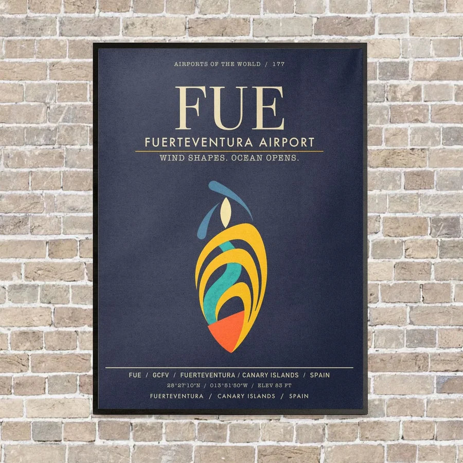 Fuerteventura Airport FUE - Canvas Framed - Navy Blue