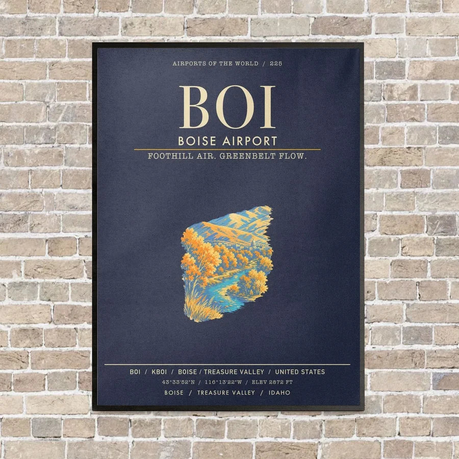 Boise Airport BOI - Canvas Framed - Navy Blue