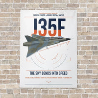 Thumbnail for Saab J 35F Draken vertical canvas print - no frame - white background