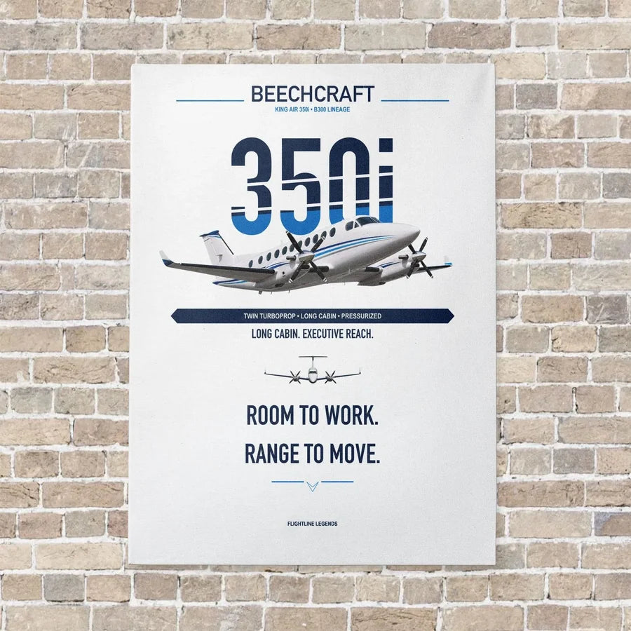 Beechcraft King Air 350i vertical canvas print - no frame - white background