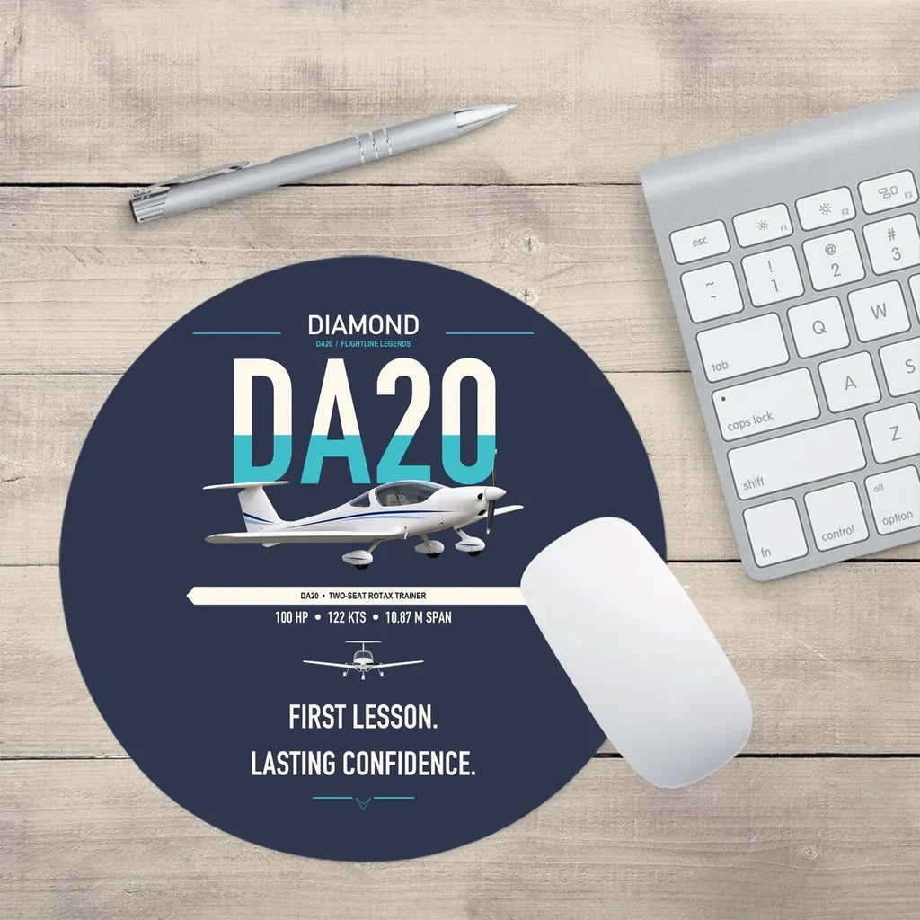 Diamond DA20 design on navy blue round mouse pad