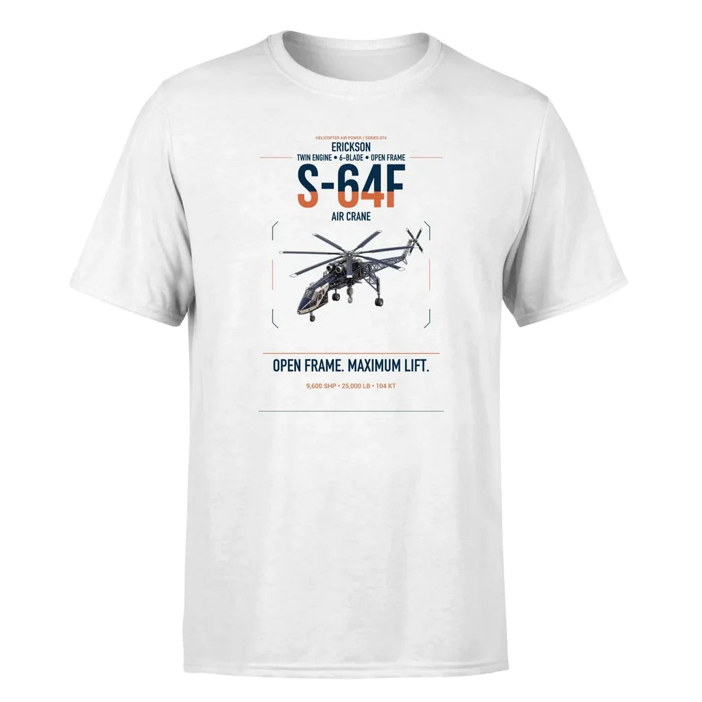 Erickson S-64F Air Crane design on white t-shirt, single-side print
