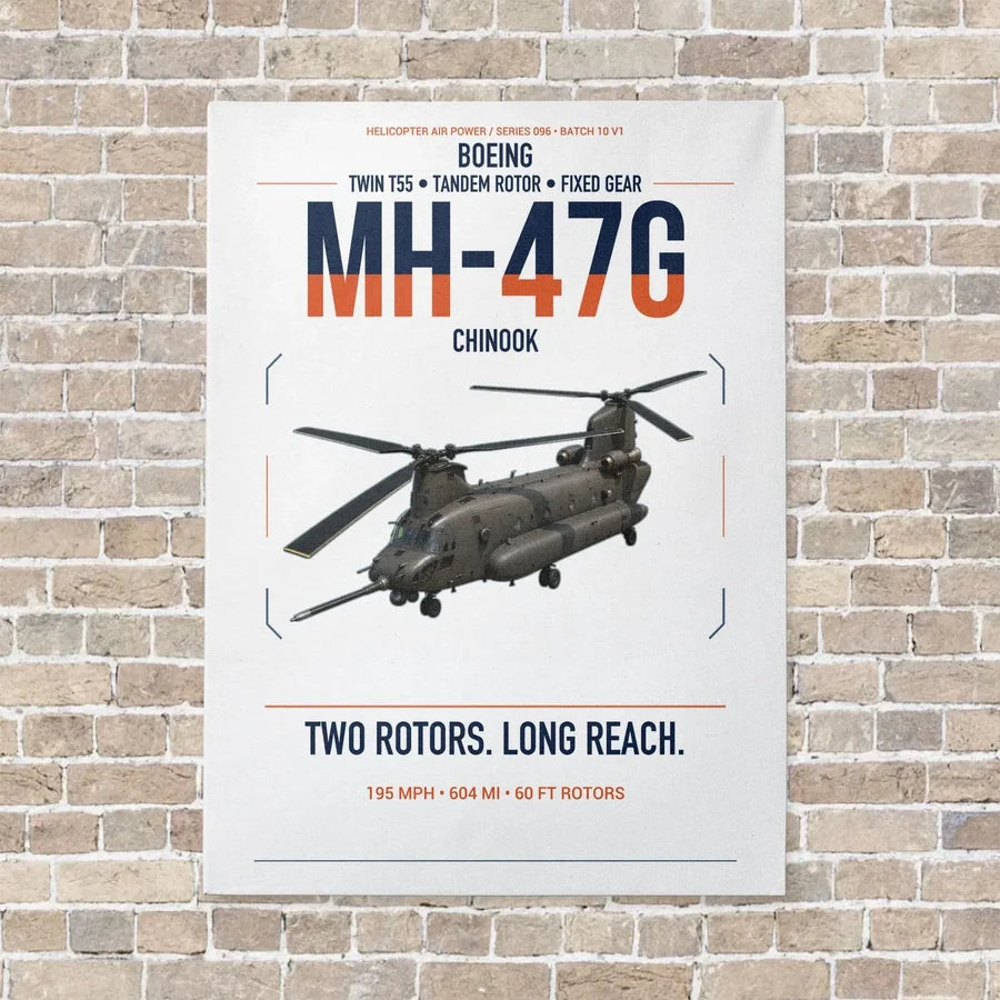 Boeing MH-47G Chinook vertical canvas print - no frame - white background