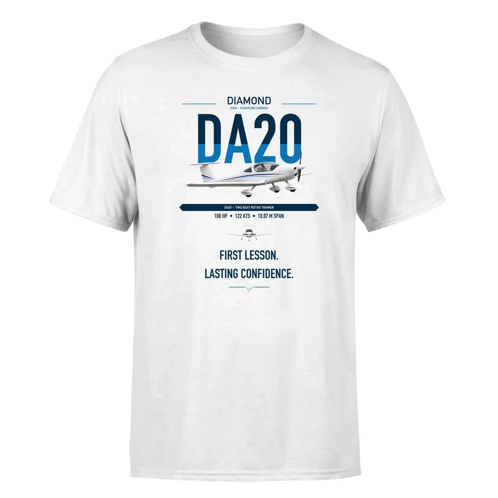 Diamond DA20 design on white t-shirt, single-side print