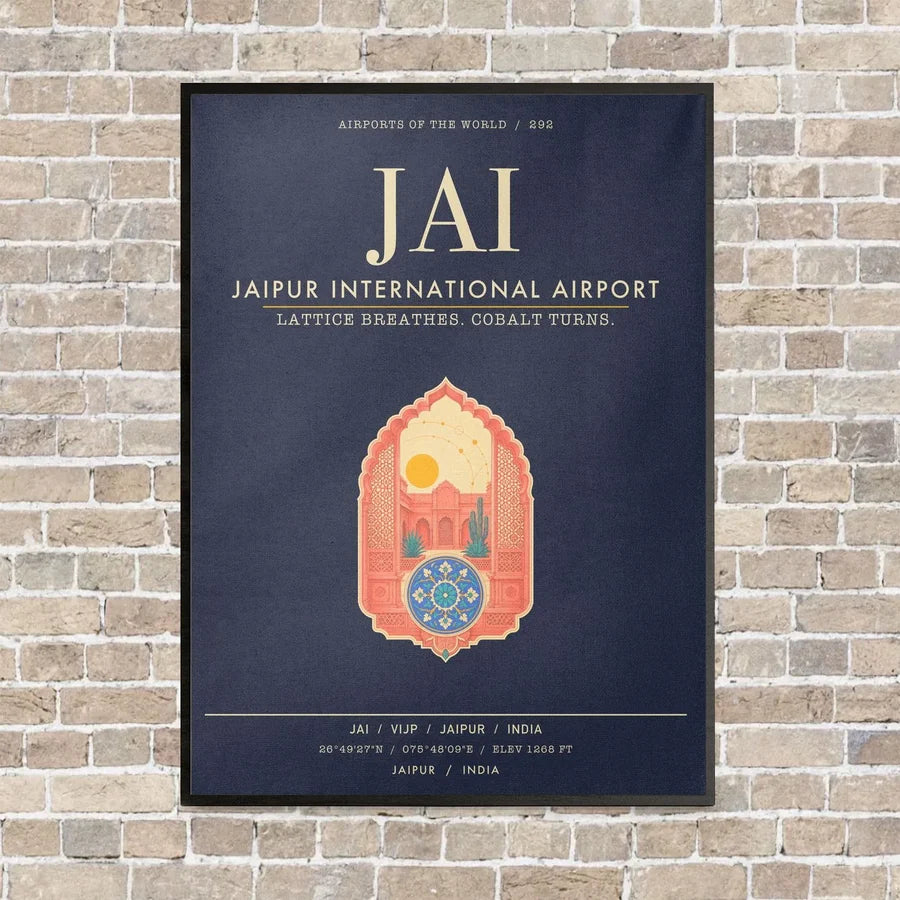 Jaipur International Airport JAI - Canvas Framed - Navy Blue