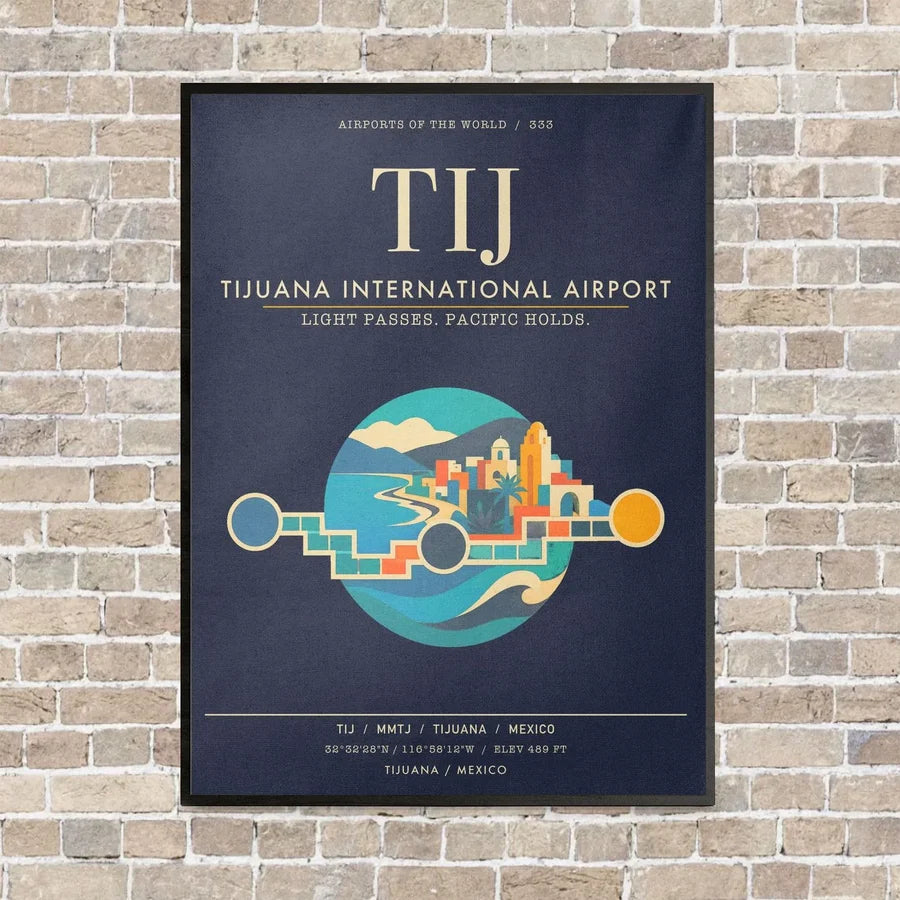 Tijuana International Airport TIJ - Canvas Framed - Navy Blue