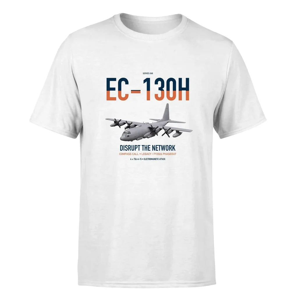 EC-130H Compass Call design on white double-side t-shirt, single-side print