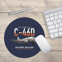 Thumbnail for C-46D Commando design on navy blue round mouse pad