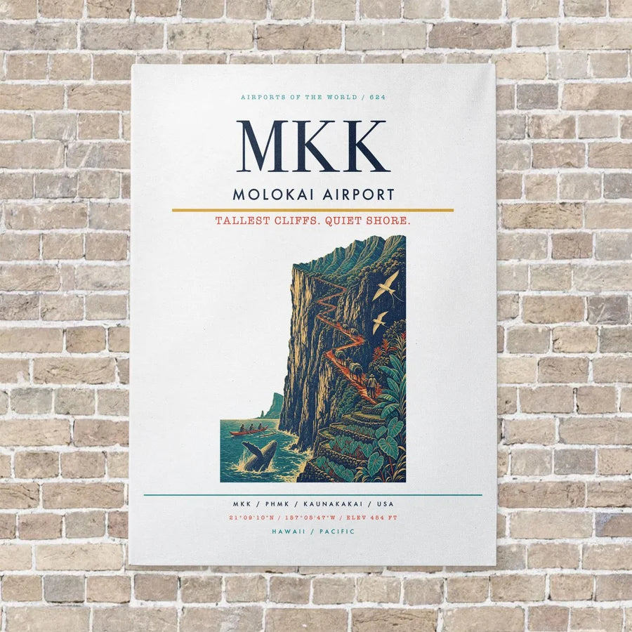 Molokai Airport MKK vertical canvas print - no frame - white background