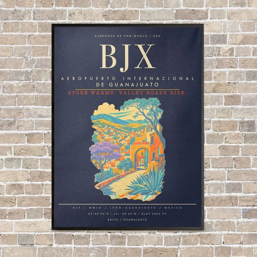 Aeropuerto Internacional de Guanajuato BJX - Canvas Framed - Navy Blue