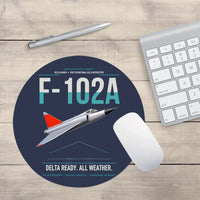 Thumbnail for F-102A Delta Dagger design on navy blue round mouse pad