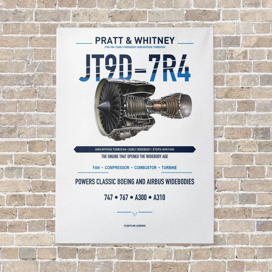 JT9D-7R4 vertical canvas print - no frame - white background