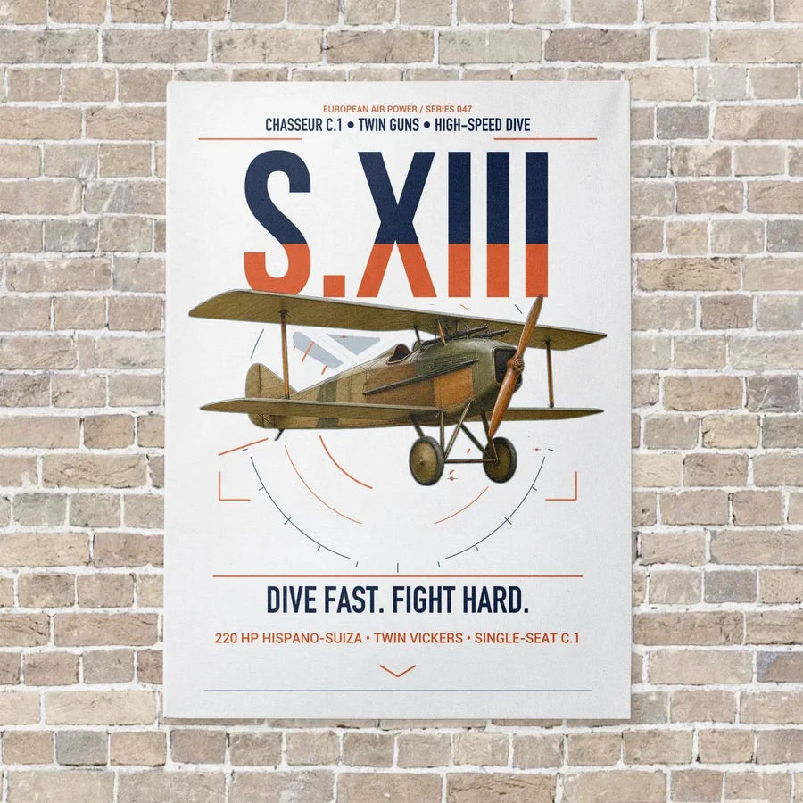 SPAD S.XIII C.1 vertical canvas print - no frame - white background