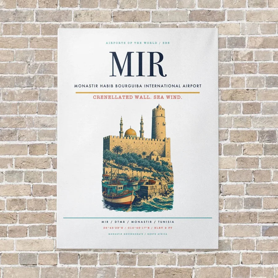 Monastir Habib Bourguiba International Airport MIR vertical canvas print - no frame - white background