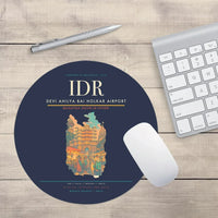 Thumbnail for Devi Ahilya Bai Holkar Airport (IDR) design on navy blue round mouse pad