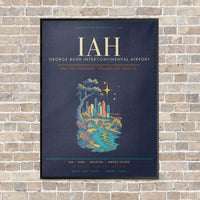 Thumbnail for Houston George Bush Intercontinental Airport IAH - Canvas Framed - Navy Blue
