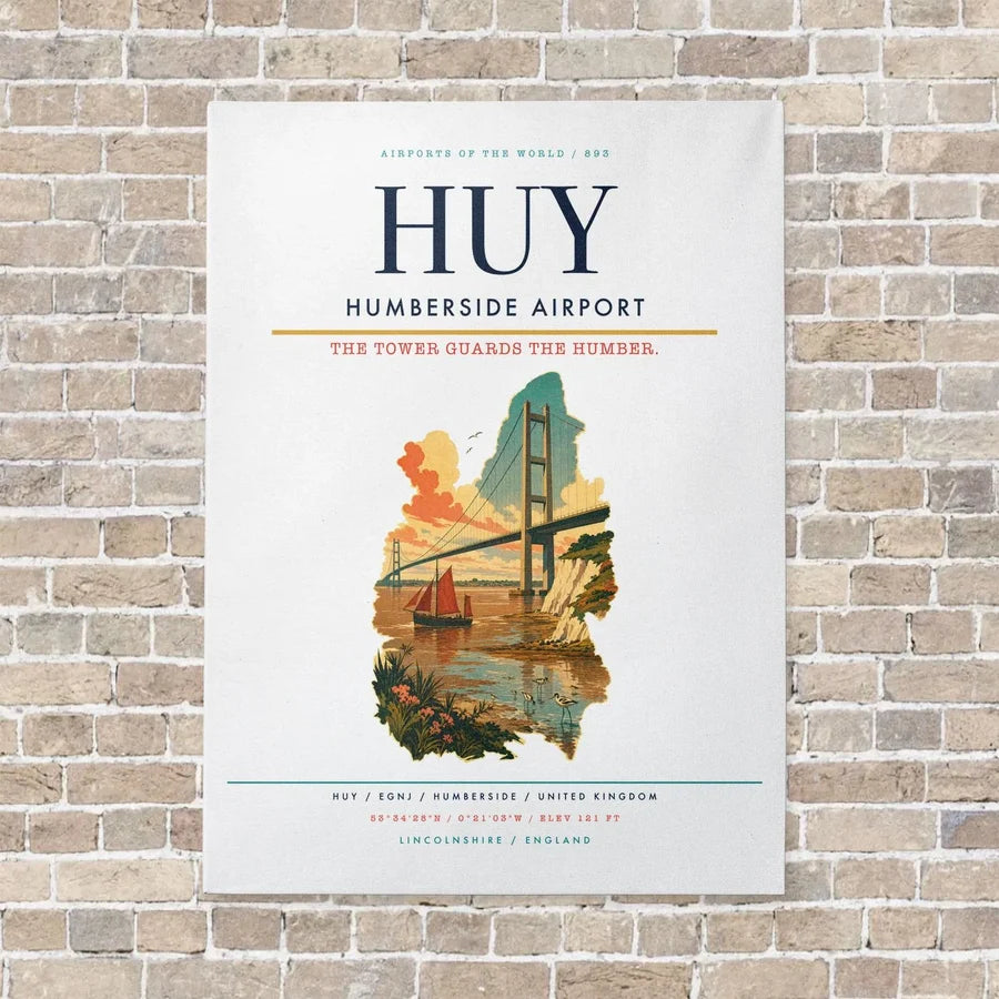 Humberside Airport HUY vertical canvas print - no frame - white background