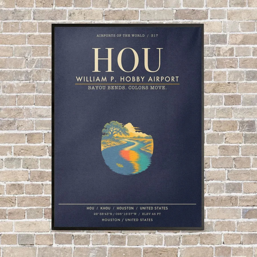 William P. Hobby Airport HOU - Canvas Framed - Navy Blue