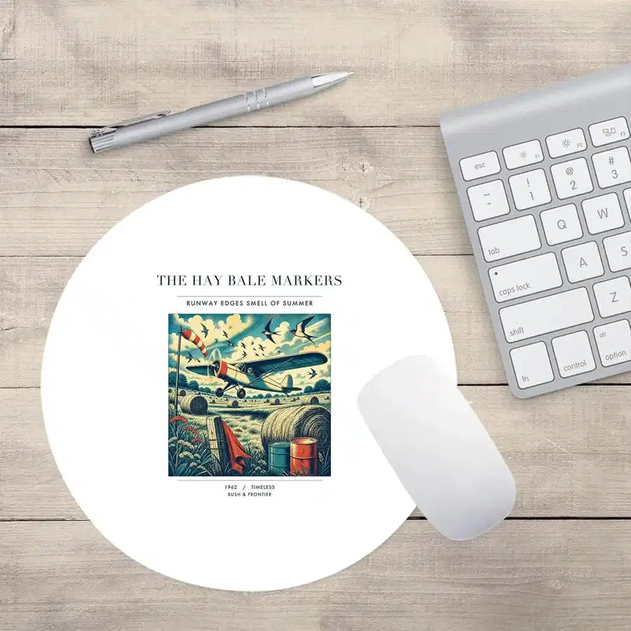 VINTAGE G4387 - The Hay Bale Markers - Designed Mouse Pads design on white round