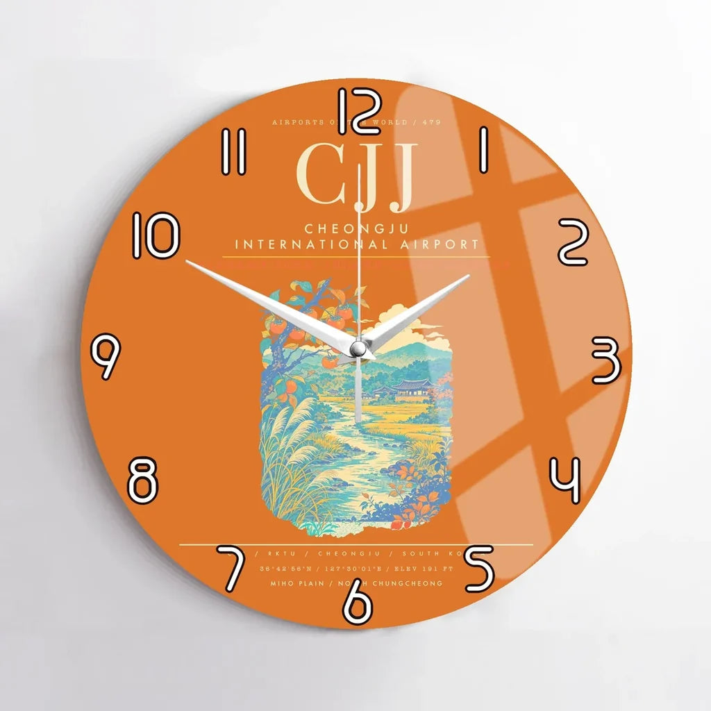 Cheongju International Airport CJJ Wall-Clock No-Frame - Orange