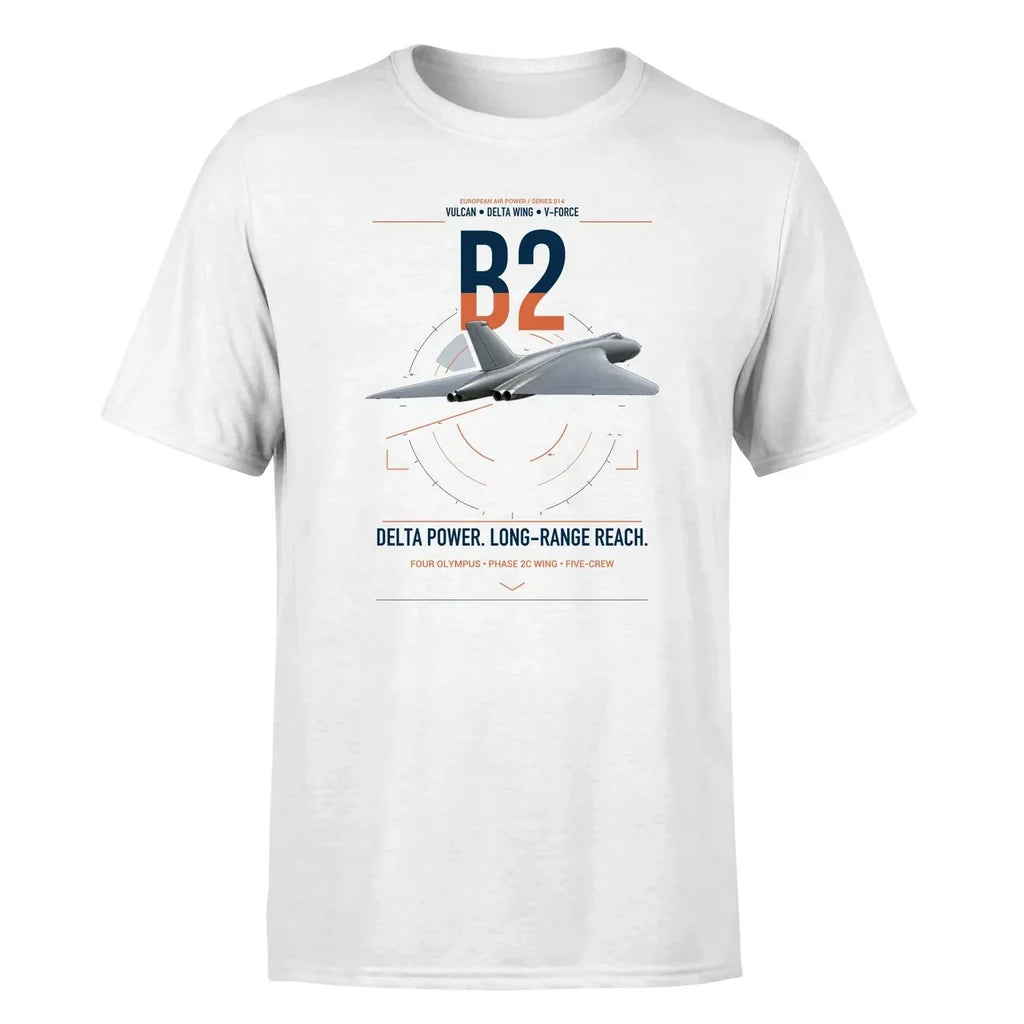 Avro Vulcan B2 design on white t-shirt, single-side print