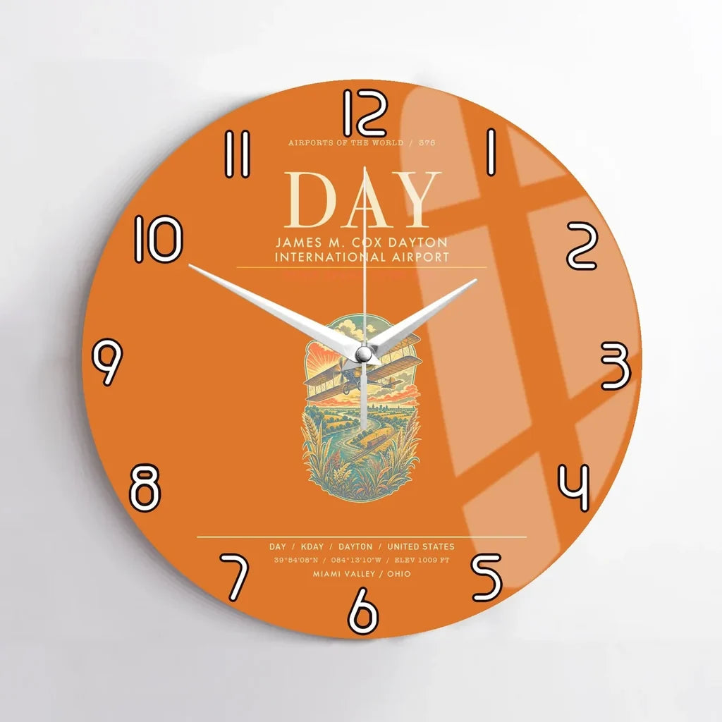 James M. Cox Dayton International Airport DAY Wall-Clock No-Frame - Orange