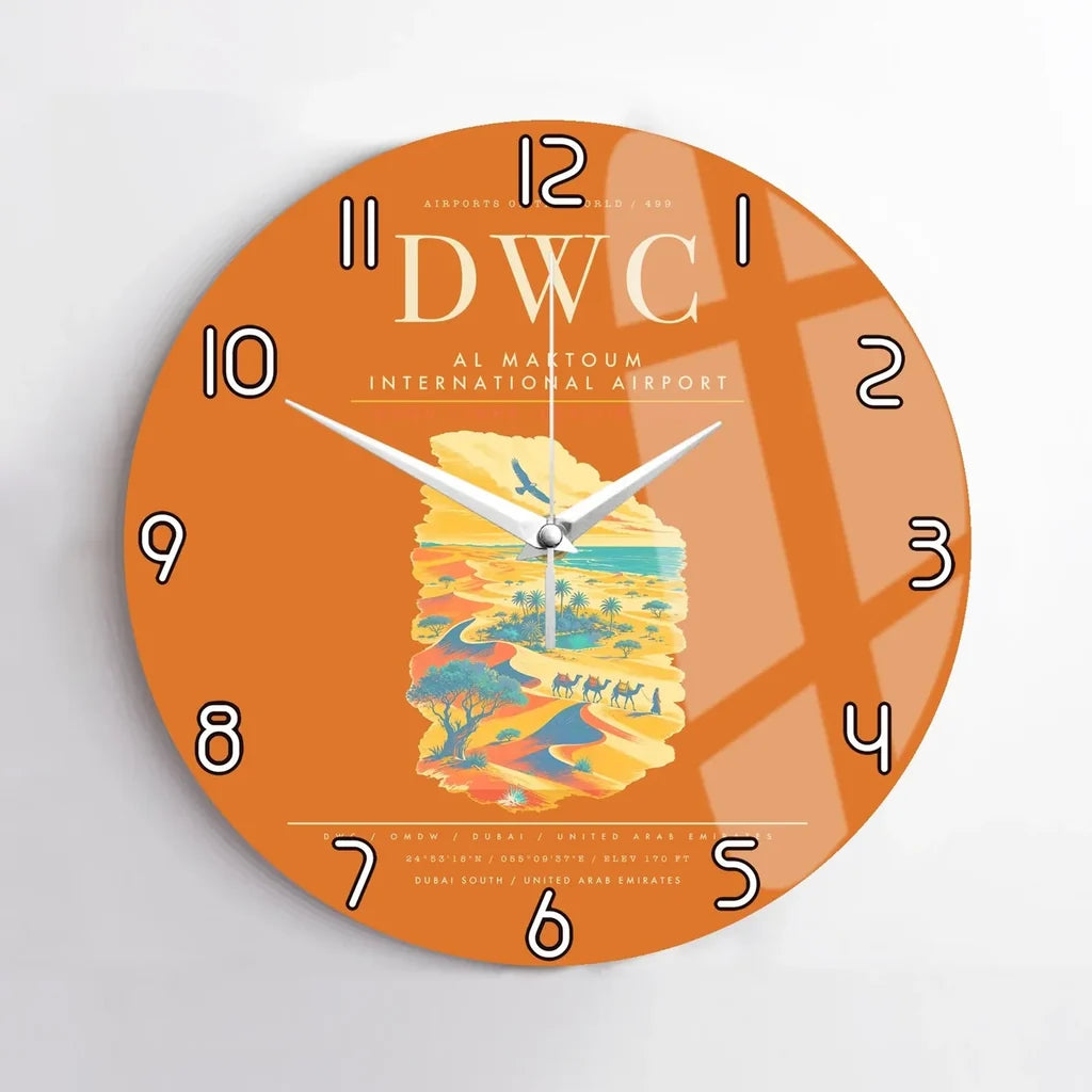 Al Maktoum International Airport DWC Wall-Clock No-Frame - Orange