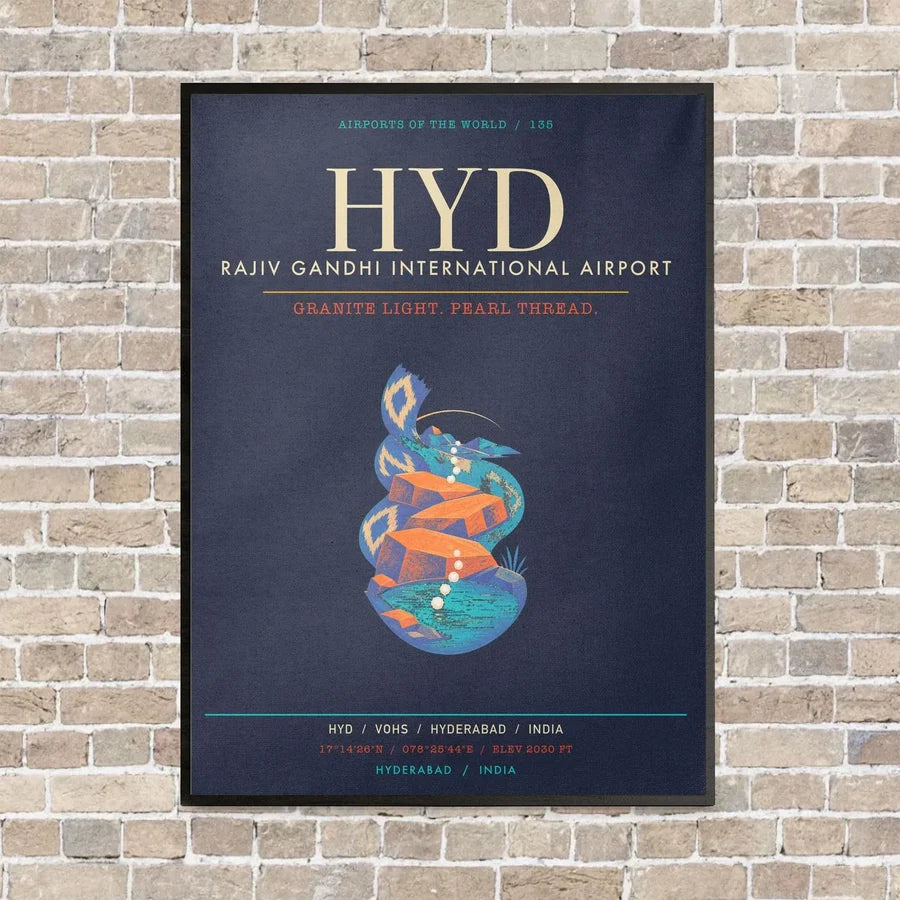 Rajiv Gandhi International Airport Hyderabad HYD - Canvas Framed - Navy Blue