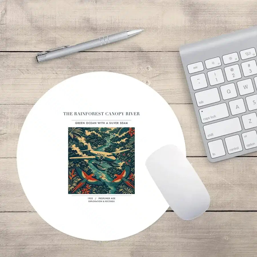 VINTAGE G4403 - The Rainforest Canopy River - Designed Mouse Pads design on white round