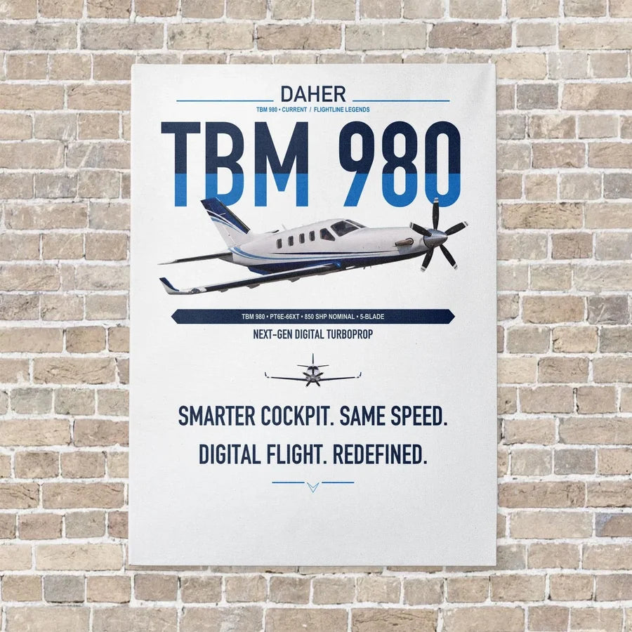 Daher TBM 980 vertical canvas print - no frame - white background