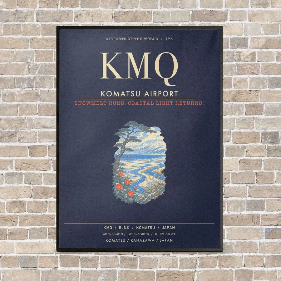 Komatsu Airport KMQ - Canvas Framed - Navy Blue