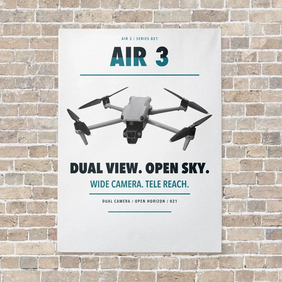 DJI Air 3 vertical canvas print - no frame - white background