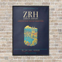 Thumbnail for Zurich Airport ZRH - Canvas Framed - Navy Blue