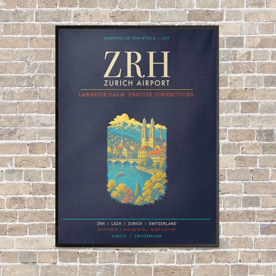 Zurich Airport ZRH - Canvas Framed - Navy Blue