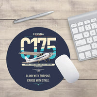 Thumbnail for Cessna 175 Skylark design on navy blue round mouse pad