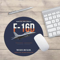 Thumbnail for F-16D Fighting Falcon Two Seats One Falcon design on navy blue round mouse pad