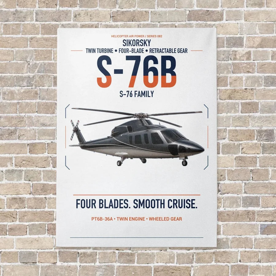 Sikorsky S-76B vertical canvas print - no frame - white background