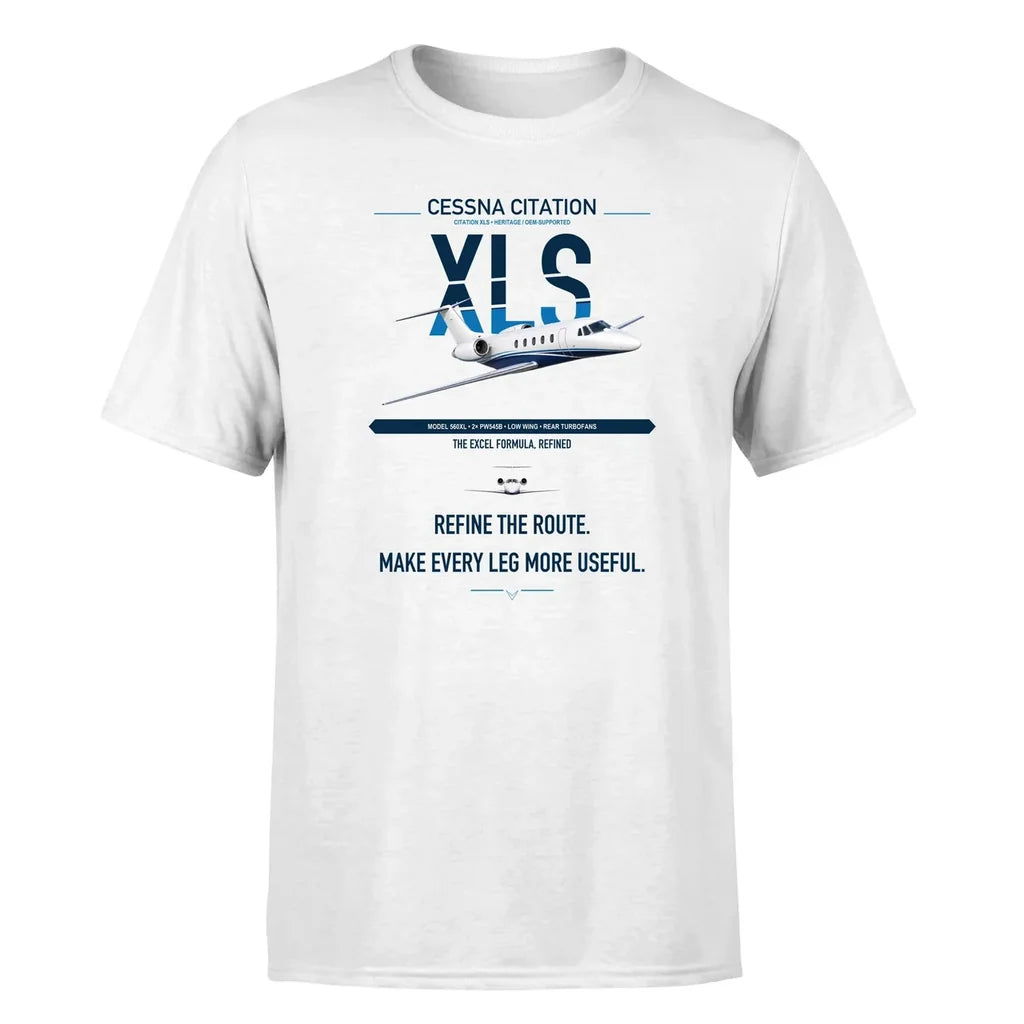 Cessna Citation XLS design on white double-side t-shirt, single-side print