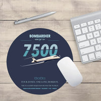 Thumbnail for Bombardier Global 7500 design on navy blue round mouse pad