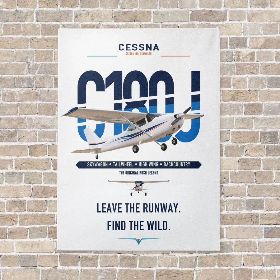 Cessna 180J Skywagon vertical canvas print - no frame - white background