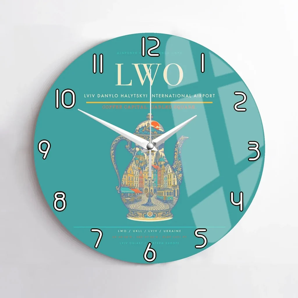 Lviv Danylo Halytskyi International Airport LWO Wall-Clock No-Frame - Turquoise