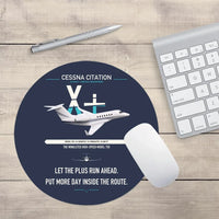 Thumbnail for Cessna Citation X+ design on navy blue round mouse pad