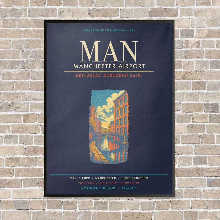 Manchester Airport MAN - Canvas Framed - Navy Blue