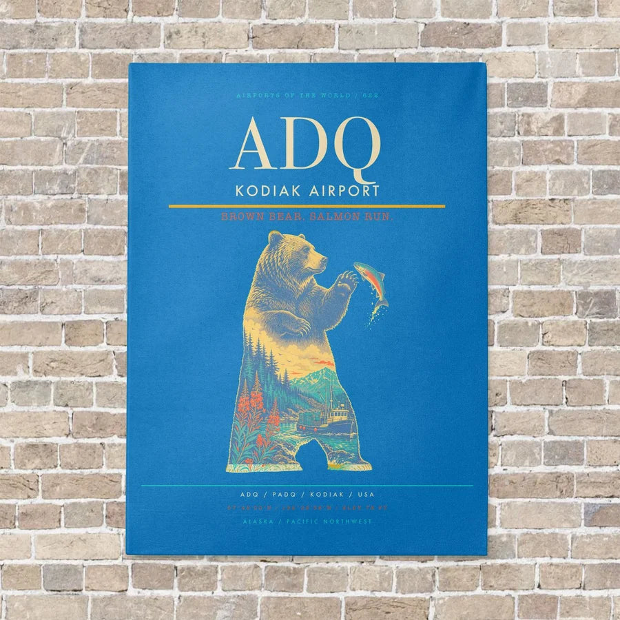 Kodiak Airport ADQ - Canvas No Frame - Turquoise