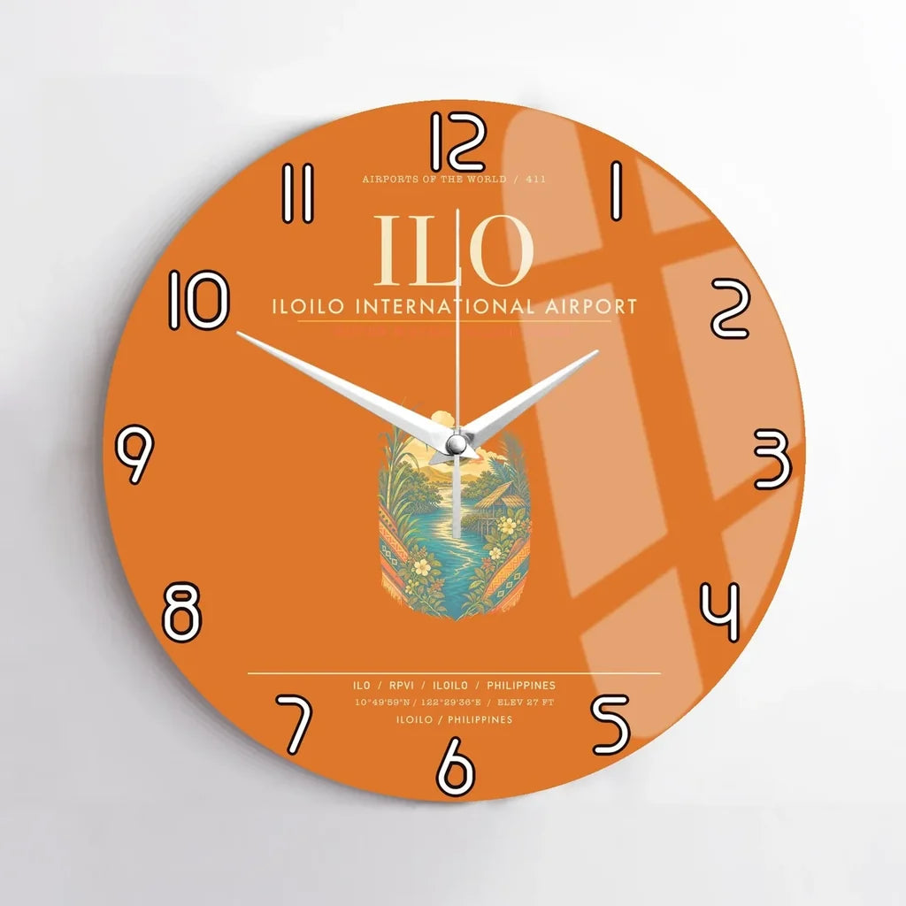 Iloilo International Airport ILO Wall-Clock No-Frame - Orange