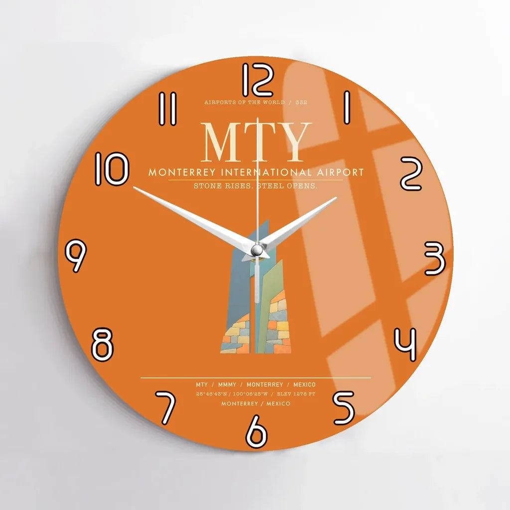 Monterrey International Airport MTY Wall-Clock No-Frame - Orange